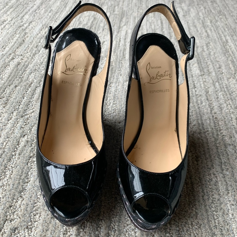 Christian Louboutin patent wedge heels